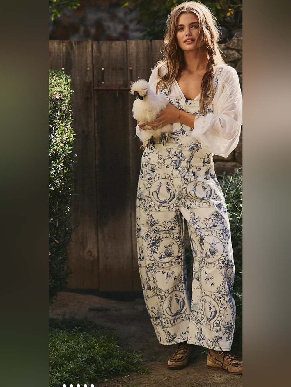 We The Free Good Luck Printed Barrel Overalls, Small , NWOT * Sold Out